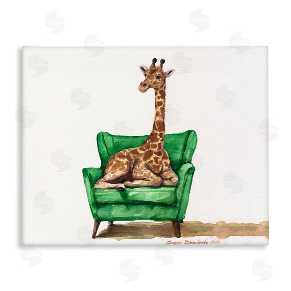 stupell industries George Dyachenko | Cute Giraffe on Green Chair Wall Art
