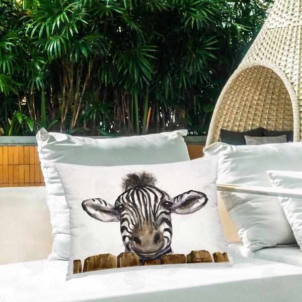Stupell Industries George Dyachenko | Cute Zebra Above Fence Printed Throw Pillow