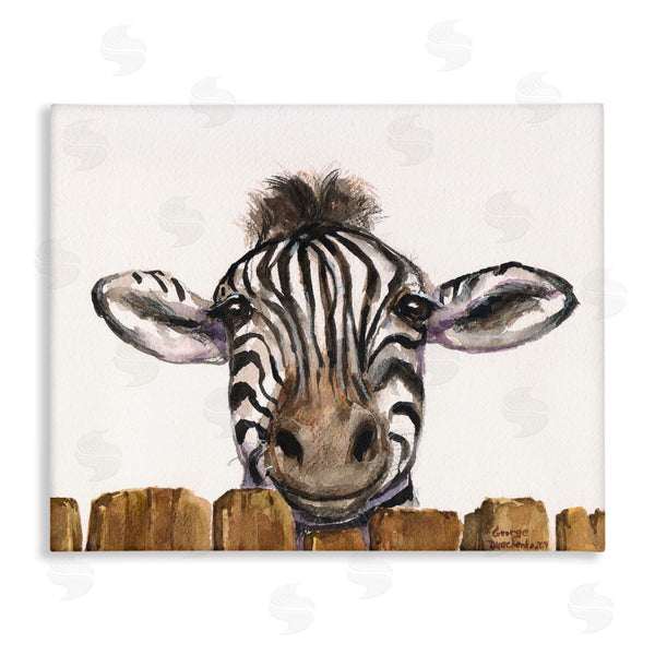 stupell industries George Dyachenko | Cute Zebra Above Fence Wall Art