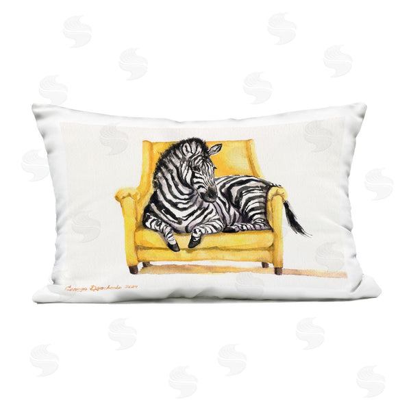 Stupell Industries George Dyachenko | Cute Zebra On Yellow Chair Printed Throw Pillow