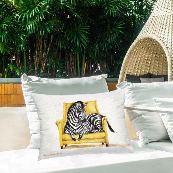 Stupell Industries George Dyachenko | Cute Zebra On Yellow Chair Printed Throw Pillow