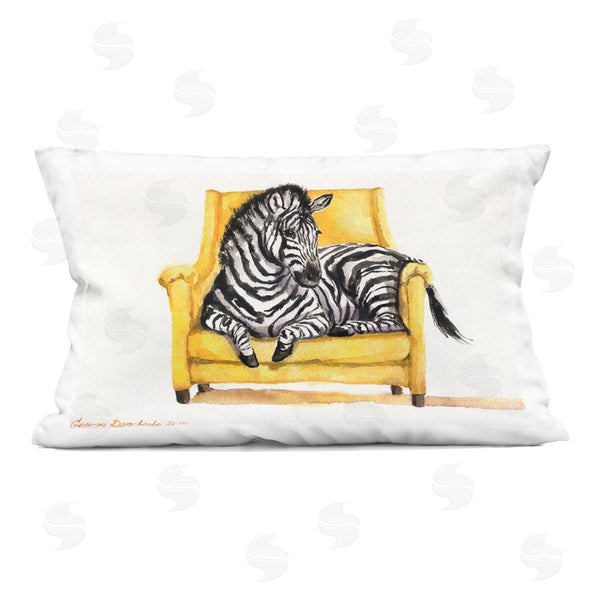 stupell industries George Dyachenko | Cute Zebra on Yellow Chair Printed Throw Pillow