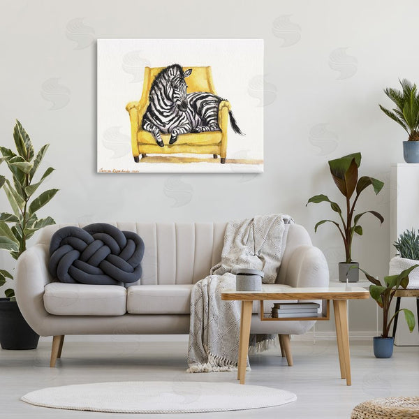 Stupell Industries George Dyachenko | Cute Zebra On Yellow Chair Wall Art