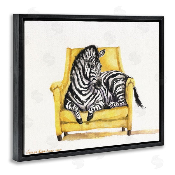 Stupell Industries George Dyachenko | Cute Zebra On Yellow Chair Wall Art