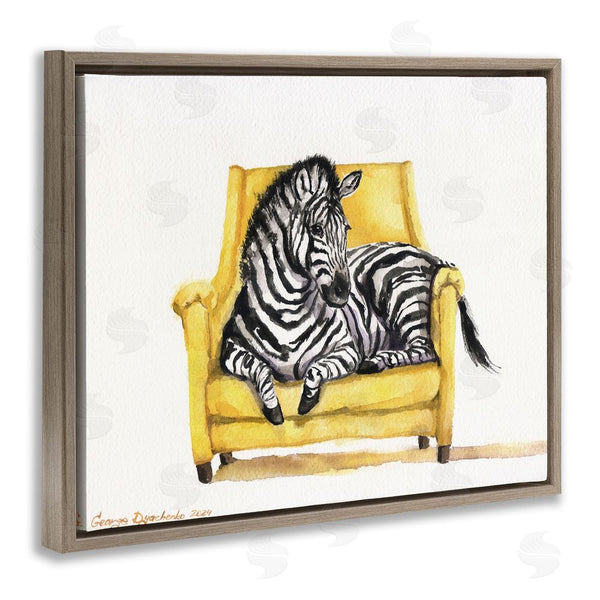 Stupell Industries George Dyachenko | Cute Zebra On Yellow Chair Wall Art