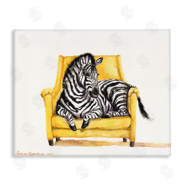 stupell industries George Dyachenko | Cute Zebra on Yellow Chair Wall Art