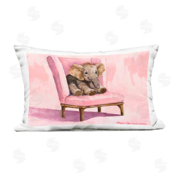 Stupell Industries George Dyachenko | Elephant Baby On Pink Chair Printed Throw Pillow