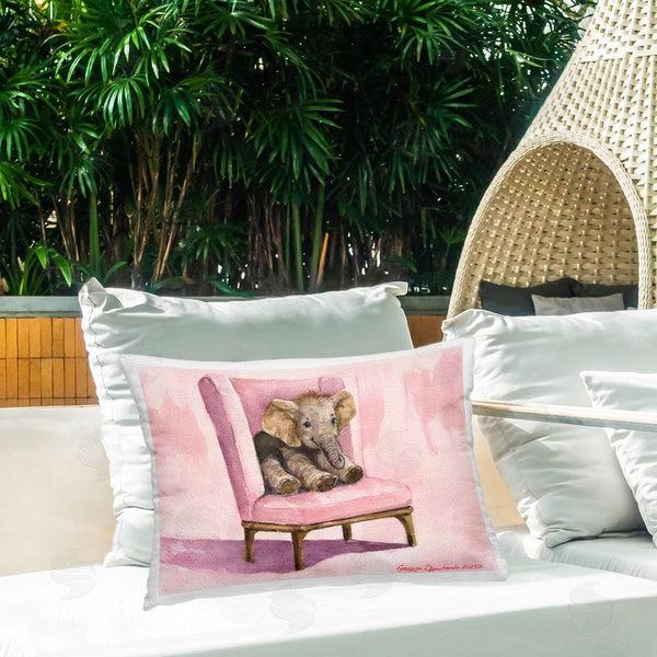 Stupell Industries George Dyachenko | Elephant Baby On Pink Chair Printed Throw Pillow