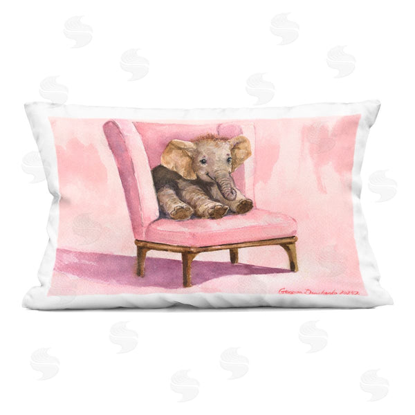 stupell industries George Dyachenko | Elephant Baby on Pink Chair Printed Throw Pillow