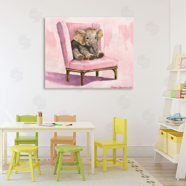 Stupell Industries George Dyachenko | Elephant Baby On Pink Chair Wall Art