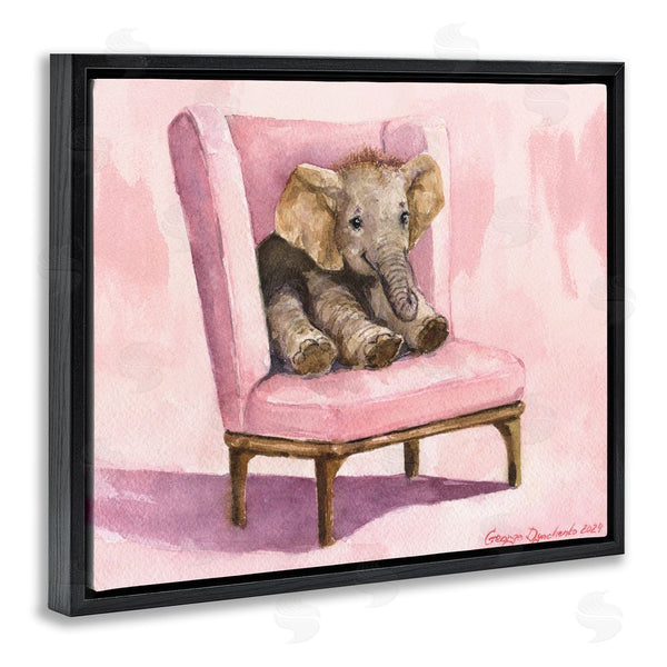 Stupell Industries George Dyachenko | Elephant Baby On Pink Chair Wall Art