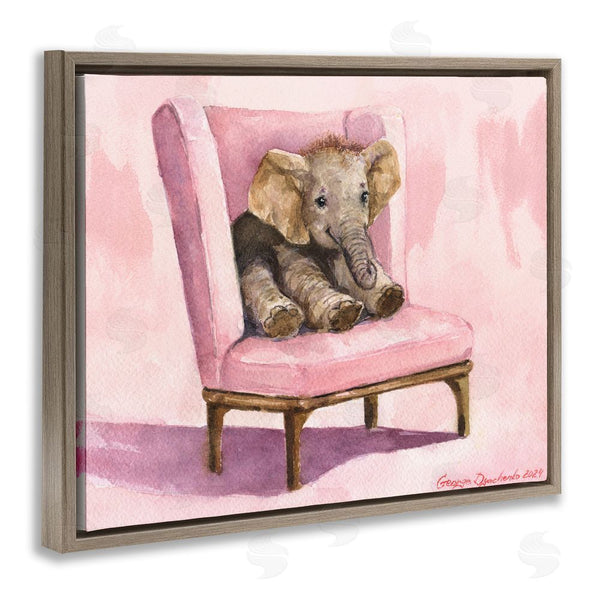 Stupell Industries George Dyachenko | Elephant Baby On Pink Chair Wall Art