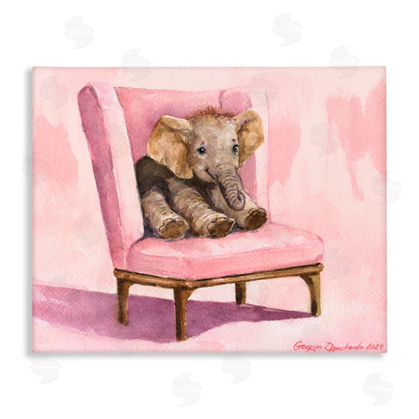 stupell industries George Dyachenko | Elephant Baby on Pink Chair Wall Art