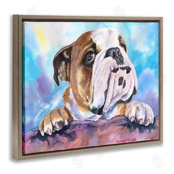 Stupell Industries George Dyachenko | English Bulldog Dog Pet Watercolor