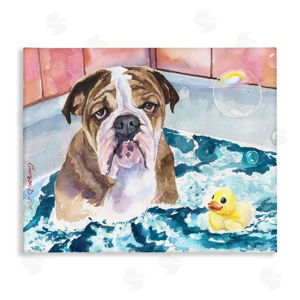 stupell industries George Dyachenko | English Bulldog In Bathtub Rubber Duck Bubbles