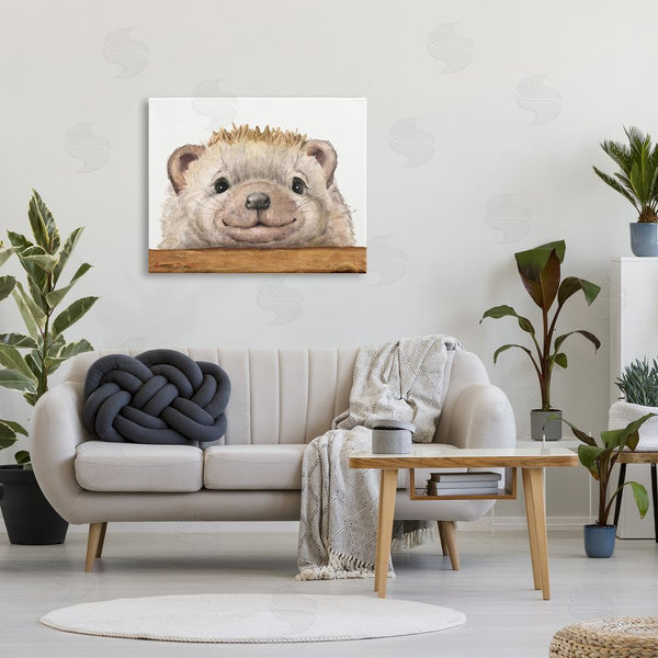 Stupell Industries George Dyachenko | Expressive Hedgehog Peeking Smiling Casual Animal Wall Art