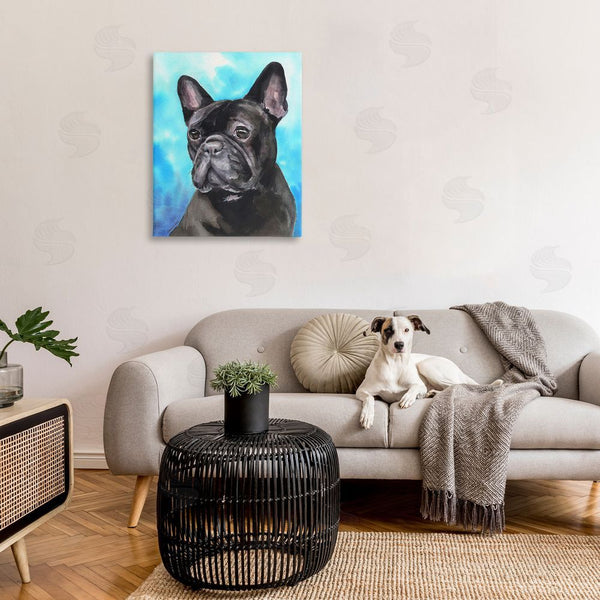 Stupell Industries George Dyachenko | French Bulldog On Blue Wall Art