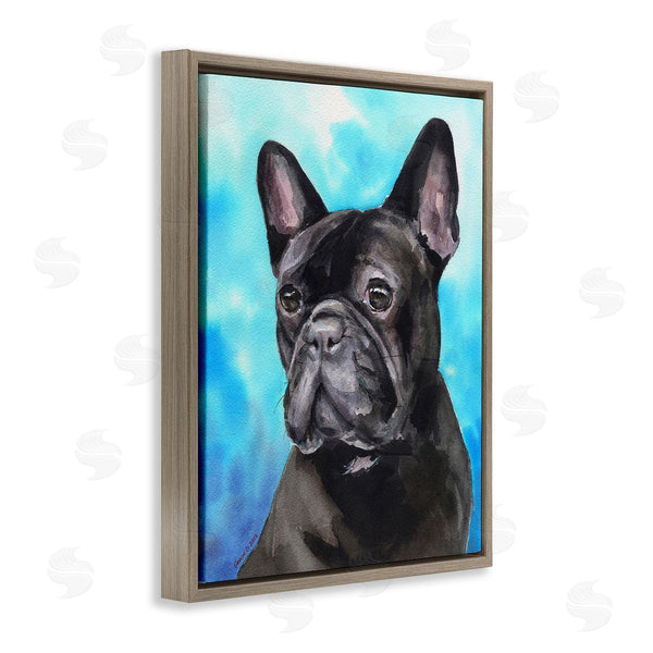 Stupell Industries George Dyachenko | French Bulldog On Blue Wall Art
