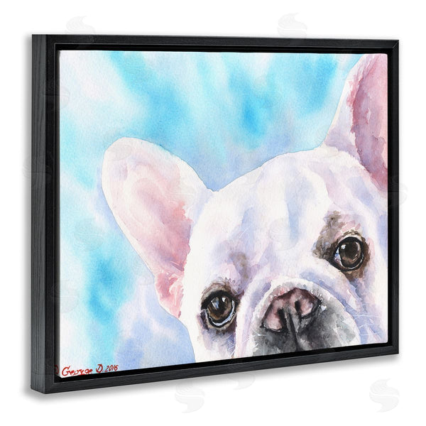 Stupell Industries George Dyachenko | French Bulldog Puppy Eyes Gaze White Blue