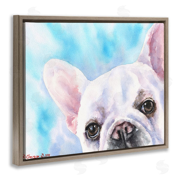 Stupell Industries George Dyachenko | French Bulldog Puppy Eyes Gaze White Blue