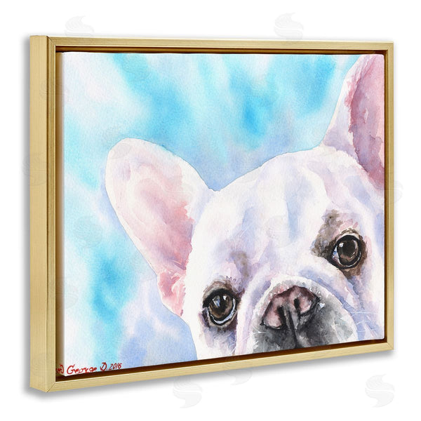 Stupell Industries George Dyachenko | French Bulldog Puppy Eyes Gaze White Blue