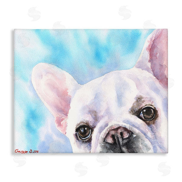 stupell industries George Dyachenko | French Bulldog Puppy Eyes Gaze White Blue