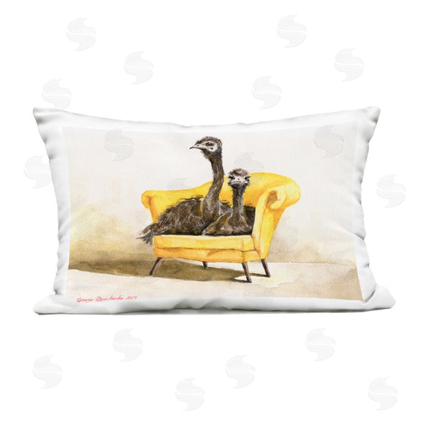 Stupell Industries George Dyachenko | Funny Ostriches On Yellow Chair Printed Throw Pillow