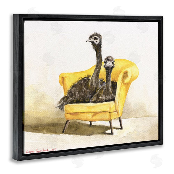 Stupell Industries George Dyachenko | Funny Ostriches On Yellow Chair Wall Art