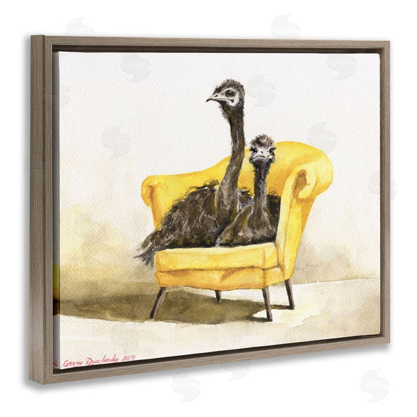 Stupell Industries George Dyachenko | Funny Ostriches On Yellow Chair Wall Art