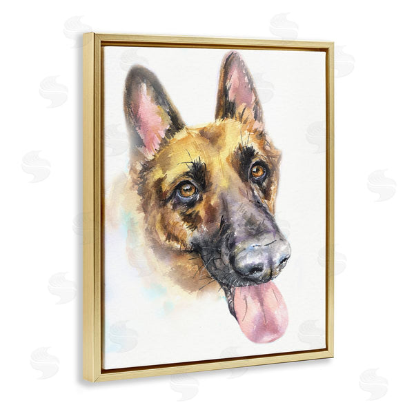 Stupell Industries George Dyachenko | German Shepard Pet Dog Tongue Out Portrait