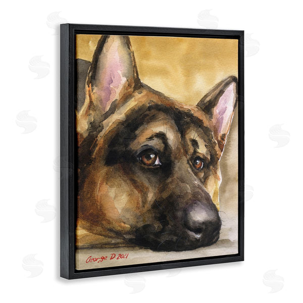 Stupell Industries George Dyachenko | German Shepherd Dog Sympathetic Gazing Animal Portrait Wall Art