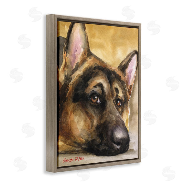 Stupell Industries George Dyachenko | German Shepherd Dog Sympathetic Gazing Animal Portrait Wall Art