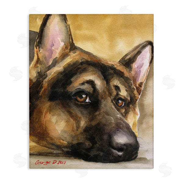 stupell industries George Dyachenko | German Shepherd Dog Sympathetic Gazing Animal Portrait Wall Art