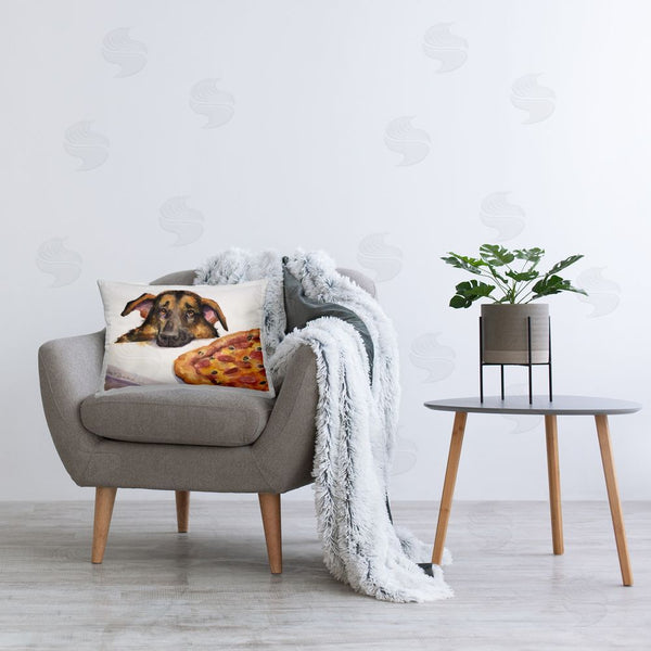 Stupell Industries George Dyachenko | German Shepherd With Pizza Printed Throw Pillow
