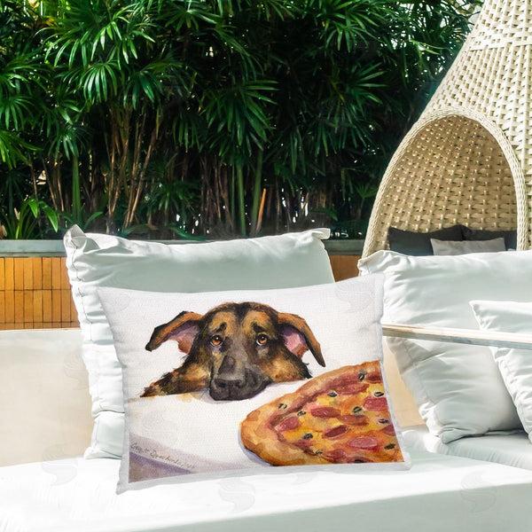 Stupell Industries George Dyachenko | German Shepherd With Pizza Printed Throw Pillow