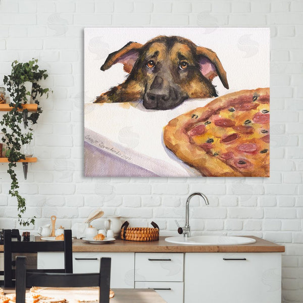 Stupell Industries George Dyachenko | German Shepherd With Pizza Wall Art