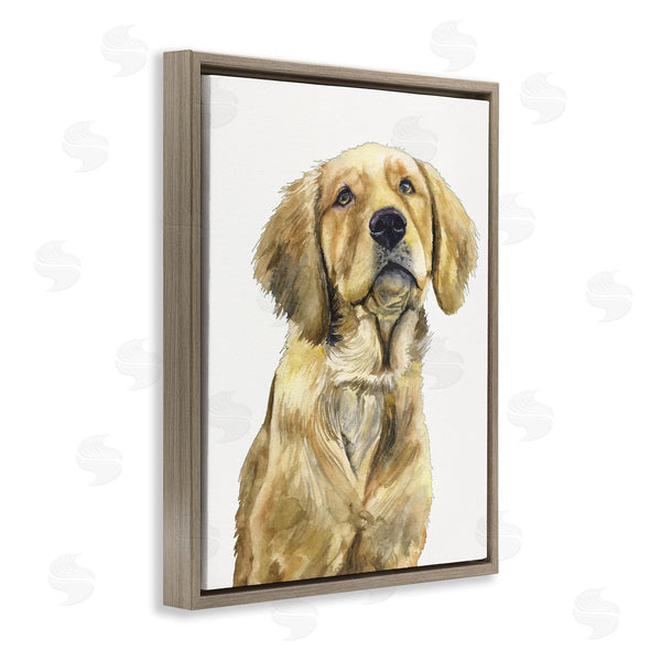 Stupell Industries George Dyachenko | Golden Retriever Puppy Portrait Soft Yellow Dog