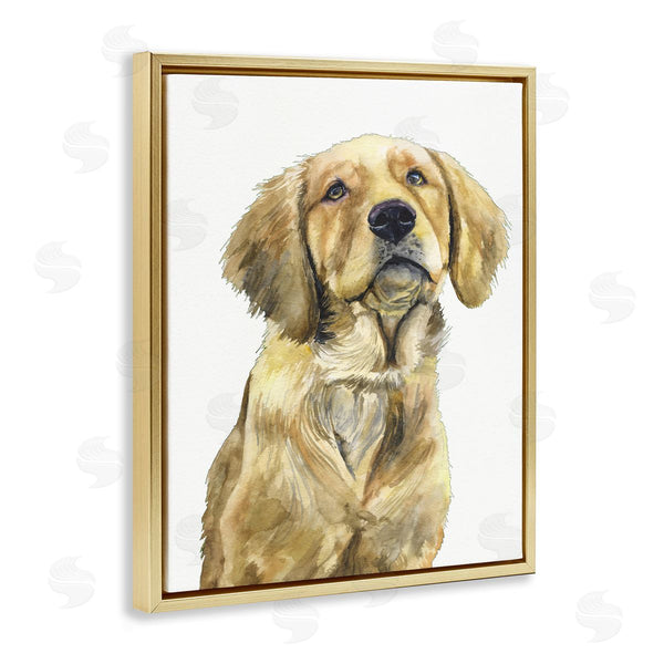 Stupell Industries George Dyachenko | Golden Retriever Puppy Portrait Soft Yellow Dog