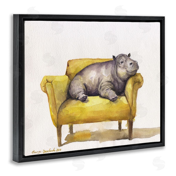Stupell Industries George Dyachenko | Hippo On Yellow Chair Wall Art