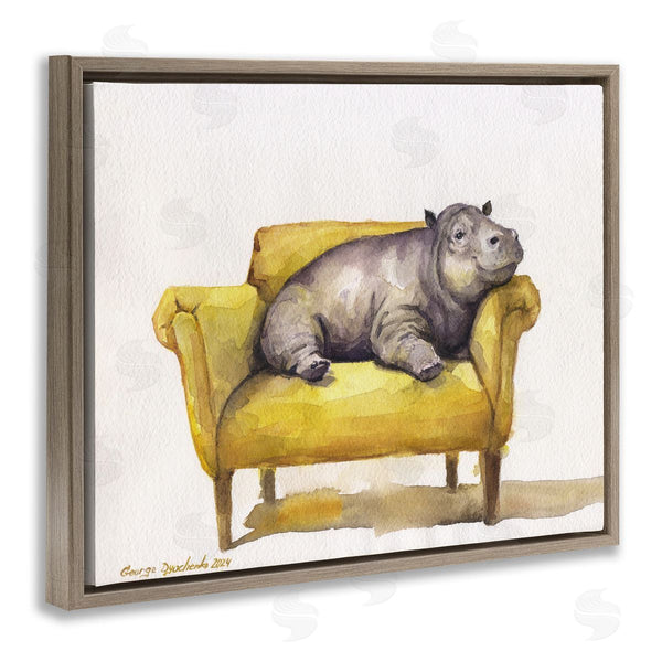 Stupell Industries George Dyachenko | Hippo On Yellow Chair Wall Art