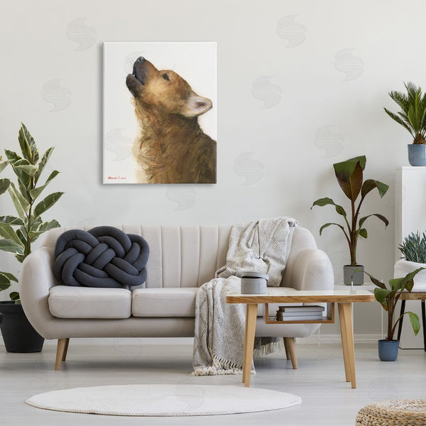 Stupell Industries George Dyachenko | Howling Brown Dog Portrait Intricate Details Painting Wall Art