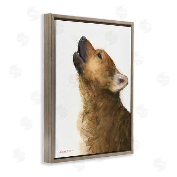Stupell Industries George Dyachenko | Howling Brown Dog Portrait Intricate Details Painting Wall Art