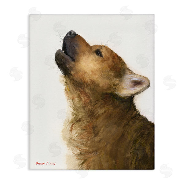stupell industries George Dyachenko | Howling Brown Dog Portrait Intricate Details Painting Wall Art