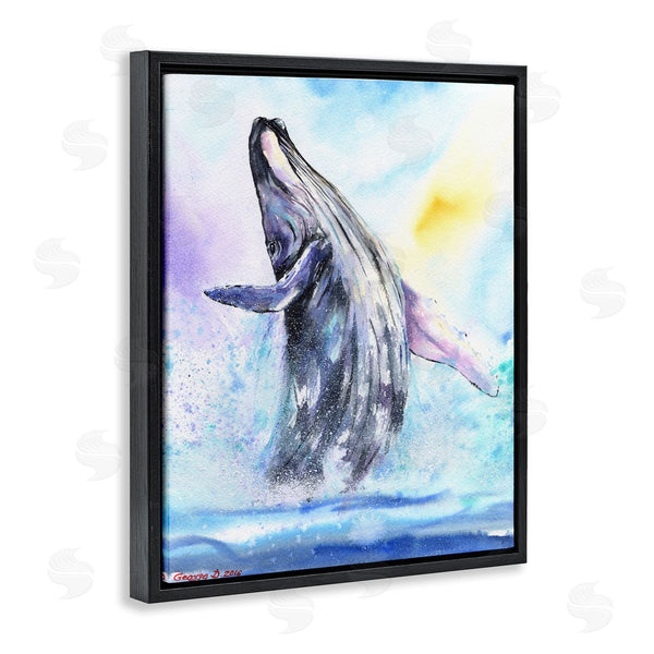 Stupell Industries George Dyachenko | Humpback Whale Ocean Jump Blue Water