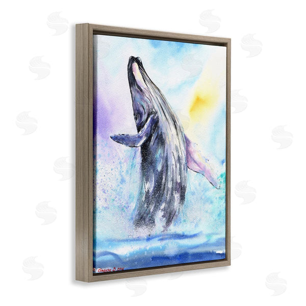 Stupell Industries George Dyachenko | Humpback Whale Ocean Jump Blue Water