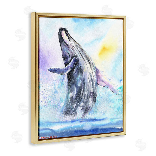 Stupell Industries George Dyachenko | Humpback Whale Ocean Jump Blue Water