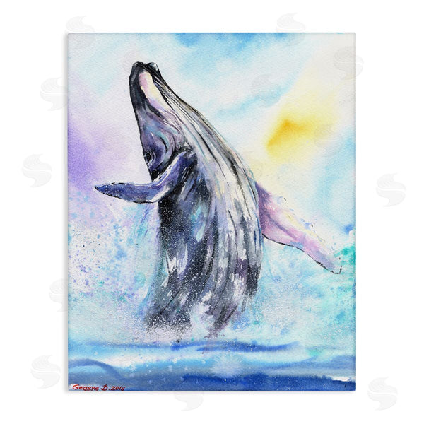 stupell industries George Dyachenko | Humpback Whale Ocean Jump Blue Water