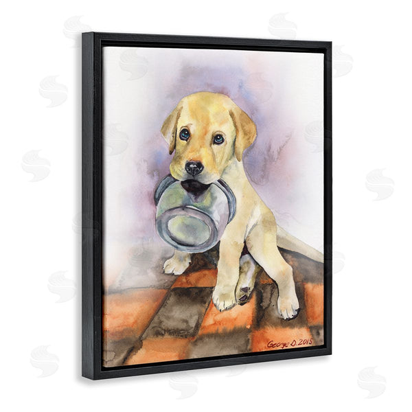 Stupell Industries George Dyachenko | Hungry Labrador Puppy Dog Orange Tiles