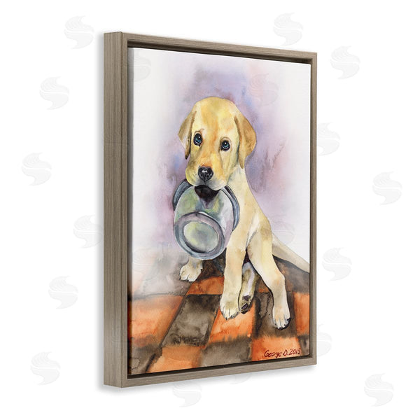 Stupell Industries George Dyachenko | Hungry Labrador Puppy Dog Orange Tiles