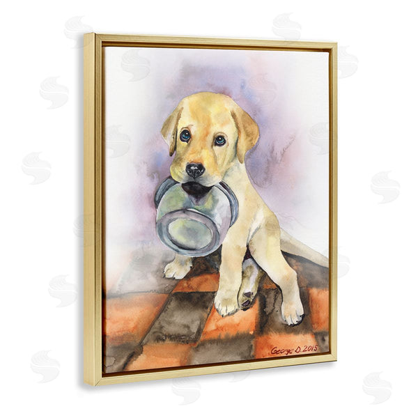 Stupell Industries George Dyachenko | Hungry Labrador Puppy Dog Orange Tiles